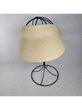 J.Crew Packable Straw Visor Hook & Eye Closure Summer Resort Tennis Golf Hat OS